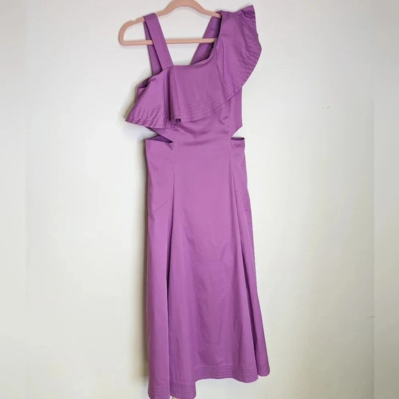 Veronica Beard Beilla One Shoulder Ruffle Cutout Maxi Dress in Vivid Orchid Sz 2 - Picture 10 of 17